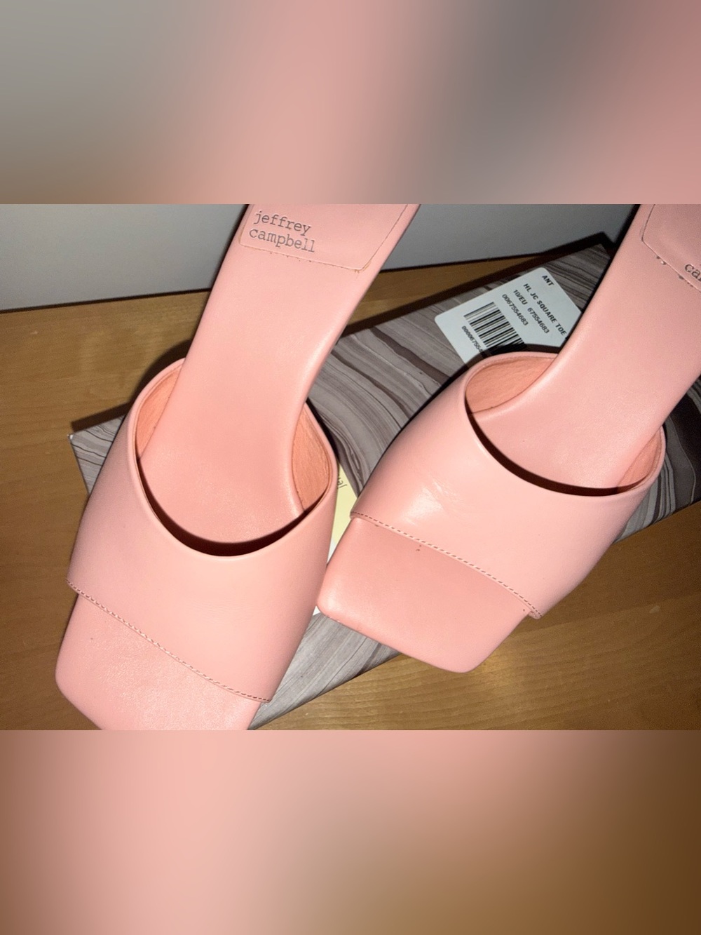 Jeffrey Campbell Pink Square-Toe Slide Mules - Picture 2 of 7